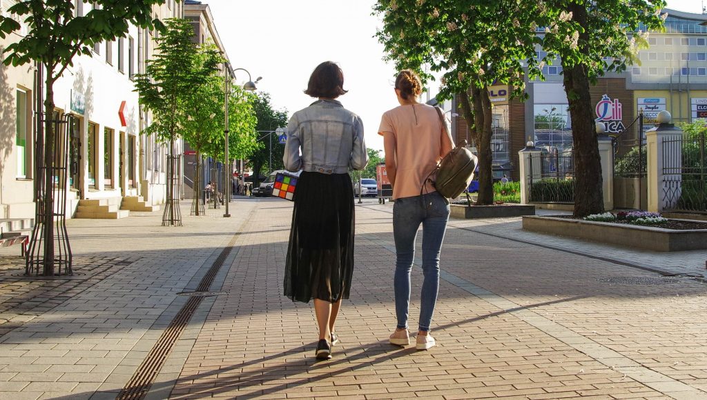 people walking staff mobility